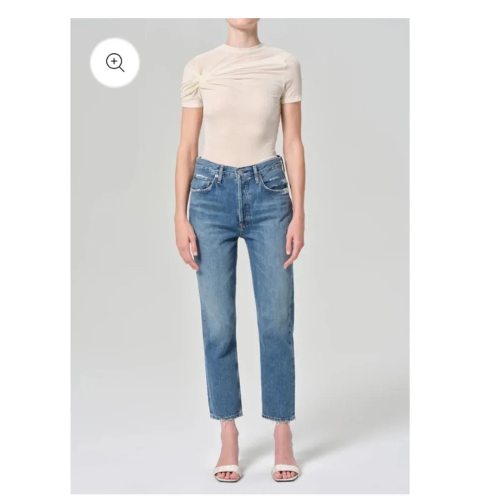 Agolde Button Fly Crop Riley Straight Leg High Rise Denim Jeans Size 29